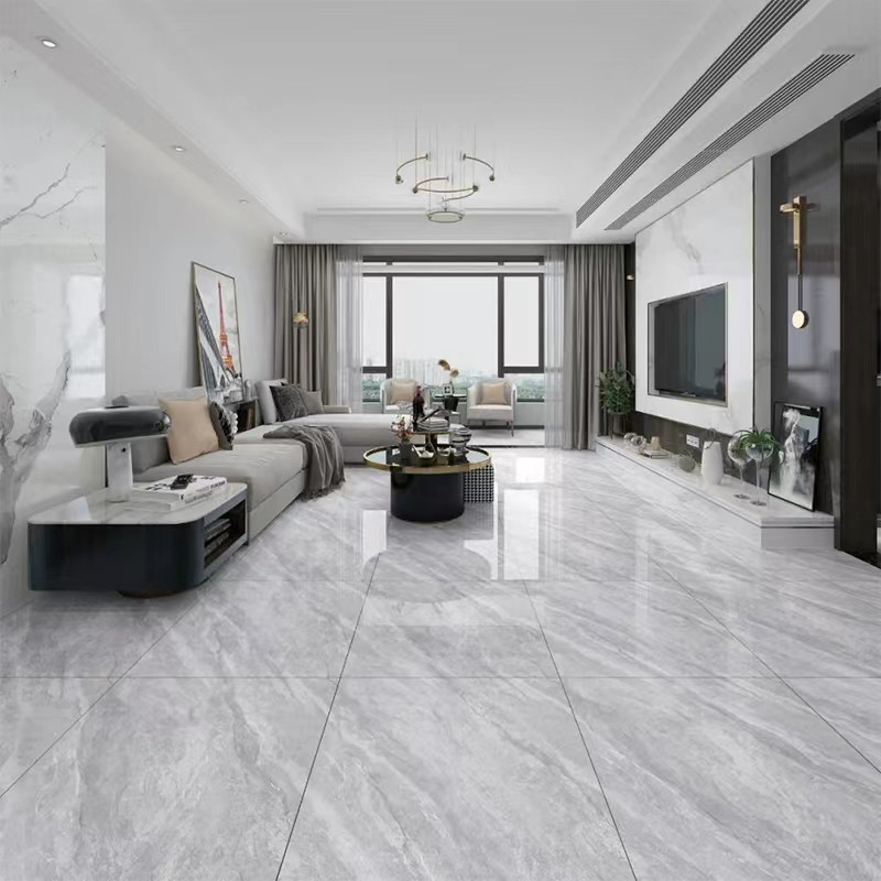 Alto de Gray Marble Polished Porcelain Tile brillante para la cocina interior de la sala de estar