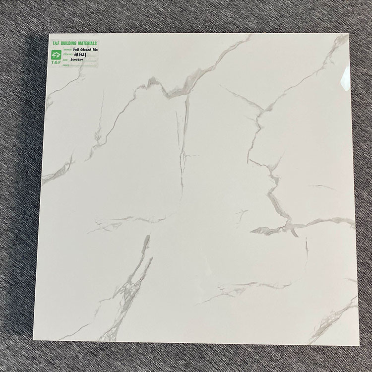 De mármol blanco esmaltada teja la porcelana que suela de cerámica teja 600X600 para el piso y la pared