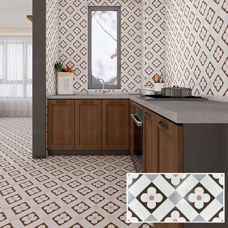 30x30 esmaltó baldosas cuadradas del balcón de la flor del mosaico del estilo nórdico de las baldosas cerámicas las pequeñas