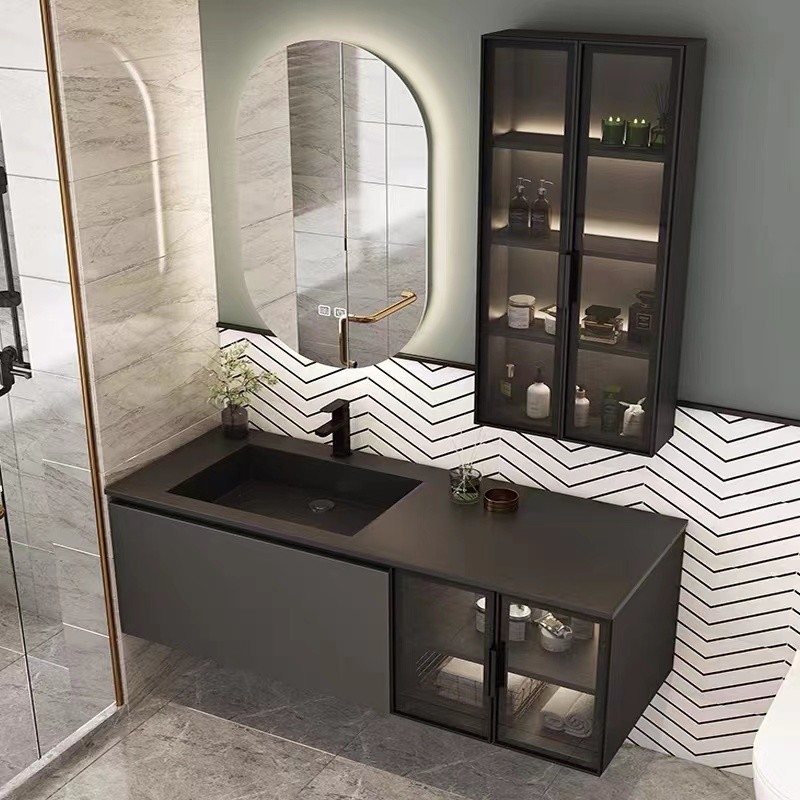 Las unidades superiores de la vanidad del cuarto de baño de Carrara curvaron el color de mármol auténtico blanco