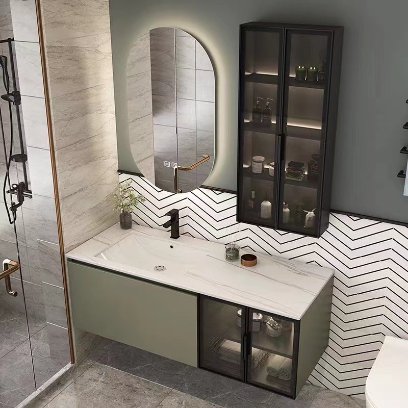 Las unidades superiores de la vanidad del cuarto de baño de Carrara curvaron el color de mármol auténtico blanco