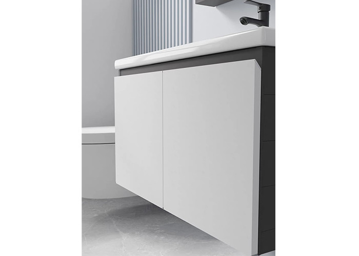 Sistema moderno flotante de lujo de la vanidad de Matte White Wall Mounted Bathroom del gabinete del espejo del proveedor de la vanidad del cuarto de baño