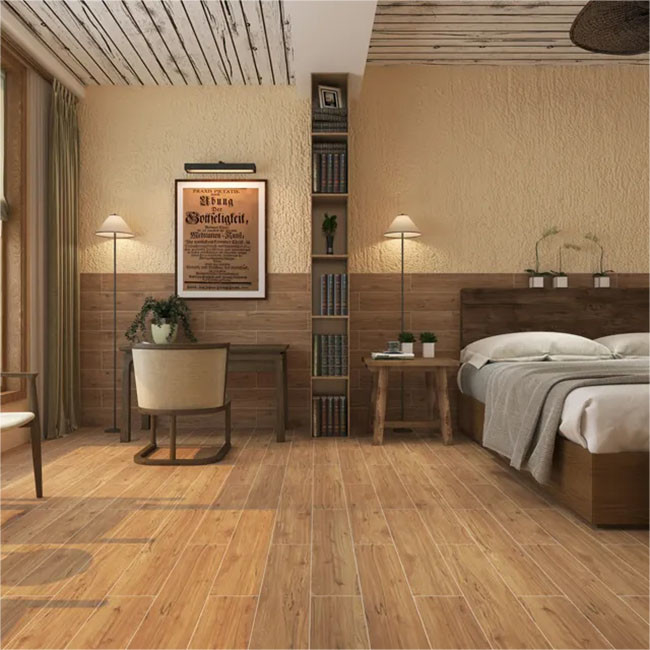 Las baldosas de madera modernas de madera sólidas de imitación del grano del cuerpo completo de la textura no se deslizan