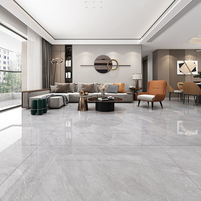 Alto brillante esmaltado teja las tejas de Gray Color Natural Texture Porcelain 600*1200m m