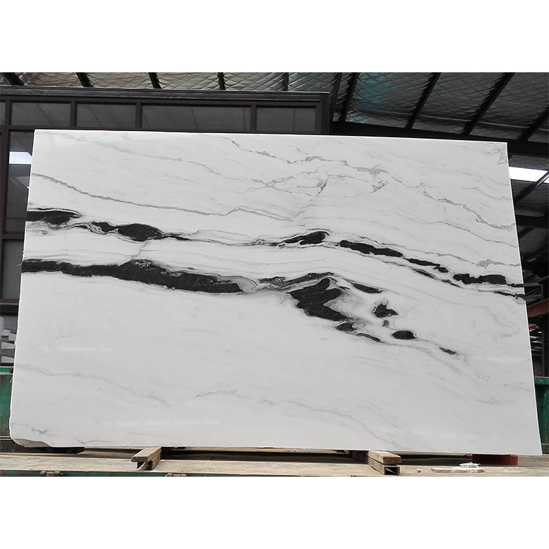 El negro vetea la losa natural de mármol blanca de la piedra del mármol de Panda White Wall Flooring Stairs