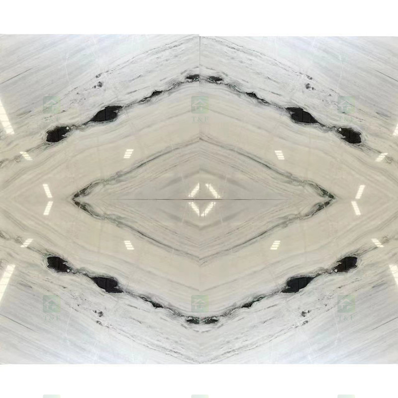 El negro vetea la losa natural de mármol blanca de la piedra del mármol de Panda White Wall Flooring Stairs