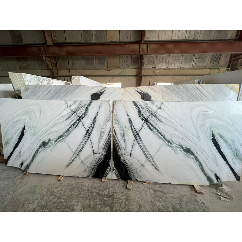 El negro vetea la losa natural de mármol blanca de la piedra del mármol de Panda White Wall Flooring Stairs