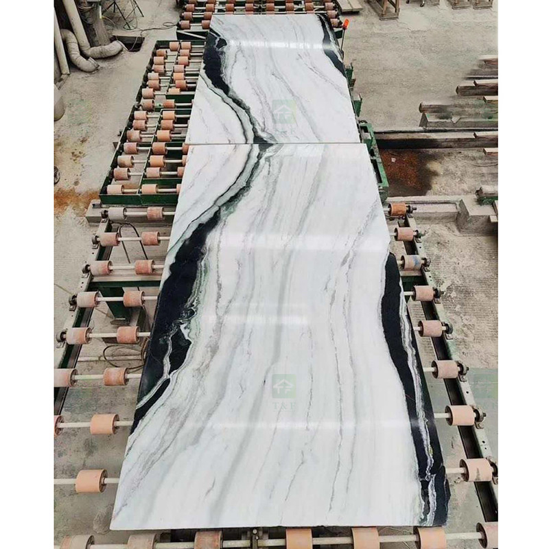 El negro vetea la losa natural de mármol blanca de la piedra del mármol de Panda White Wall Flooring Stairs