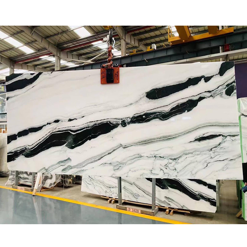 El negro vetea la losa natural de mármol blanca de la piedra del mármol de Panda White Wall Flooring Stairs