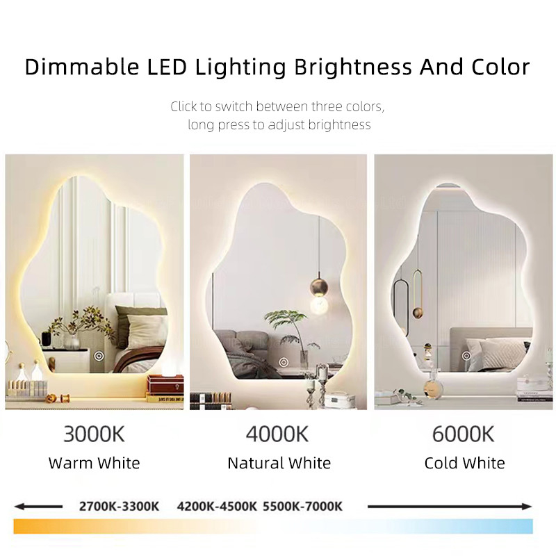 El espejo formado nube irregular Smart de la decoración del tapiz llevó el espejo de la pared para el cuarto de baño