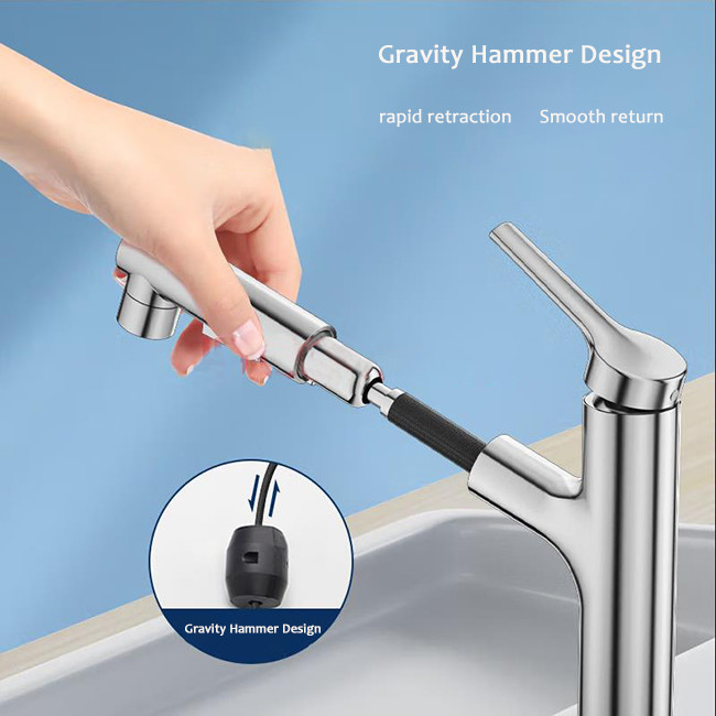 La rotación flexible caliente y fría moderna saca el grifo del lavabo con la función multi de dos esprayes