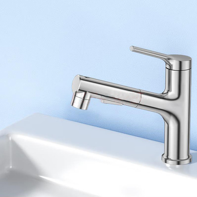 La rotación flexible caliente y fría moderna saca el grifo del lavabo con la función multi de dos esprayes