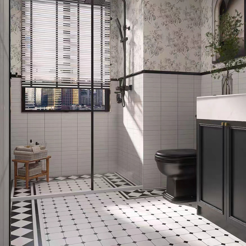 El INS nórdico diseña la porcelana esmaltada blanca negra teja 300*300m m para el piso y la pared interior