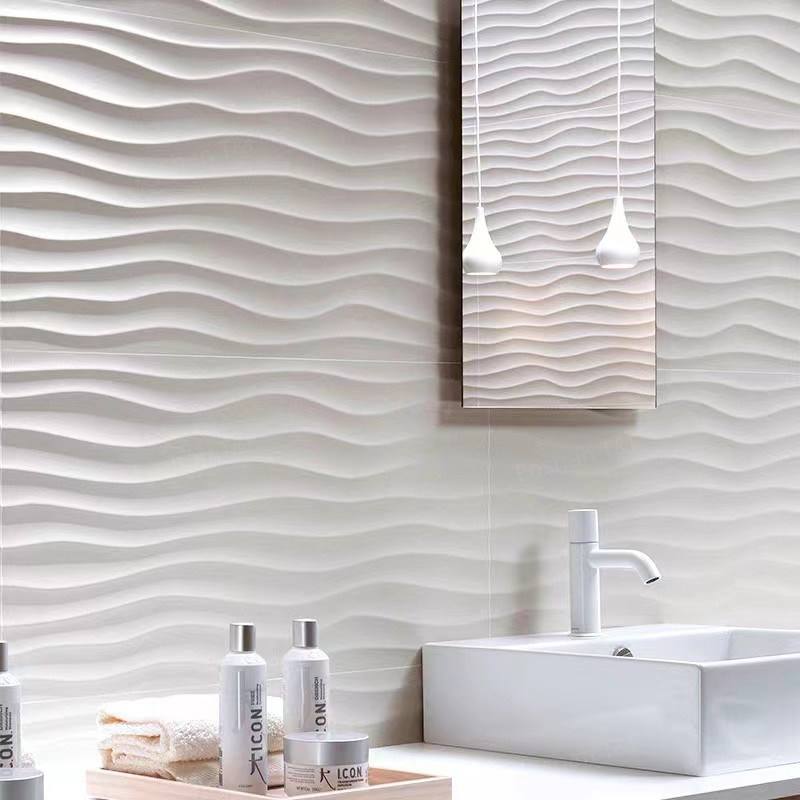 Villa Terraza Baño Baño Balcón Pisos de porcelana 300x600mm Modelo ondulado Matte Glazado Superficie cuerpo completo