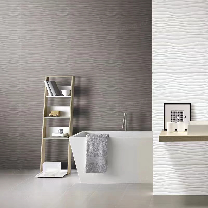 Villa Terraza Baño Baño Balcón Pisos de porcelana 300x600mm Modelo ondulado Matte Glazado Superficie cuerpo completo