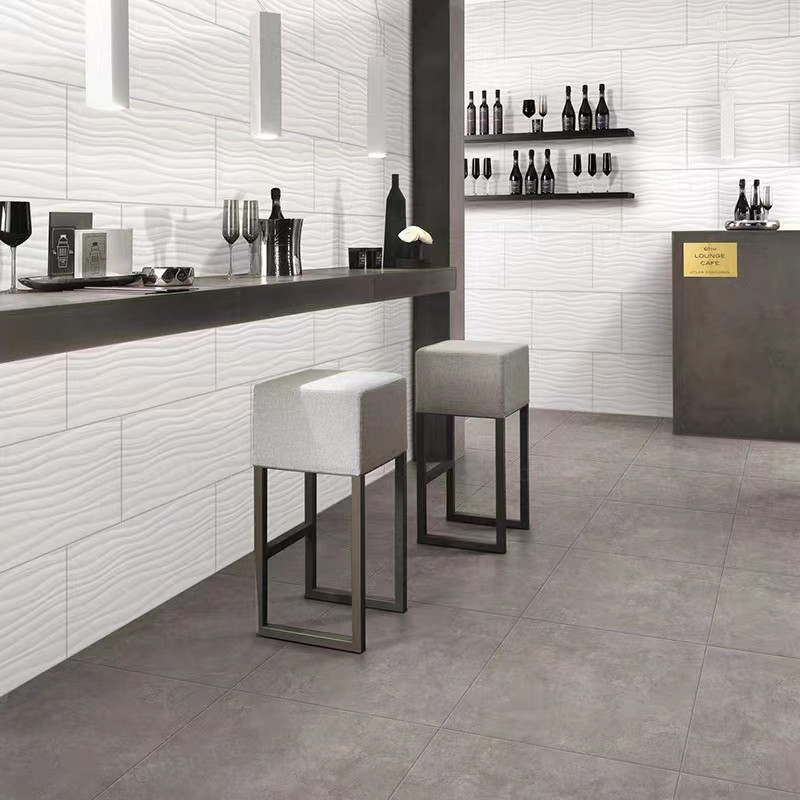 Villa Terraza Baño Baño Balcón Pisos de porcelana 300x600mm Modelo ondulado Matte Glazado Superficie cuerpo completo