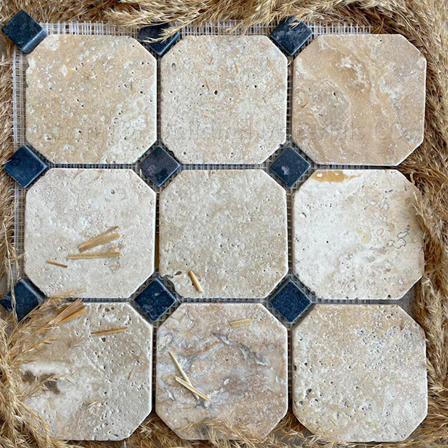 300X300mm azulejos de suelo antideslizante piedra natural de cueva mosaico de piedra de clavo Hotel Do Old Octagon