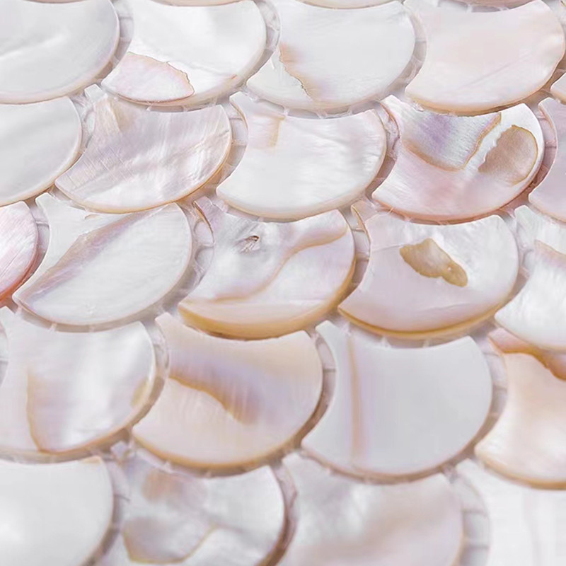 La fan forma la teja nacarada natural de la pared de Shell White Pattern Mosaic Tile Backsplash