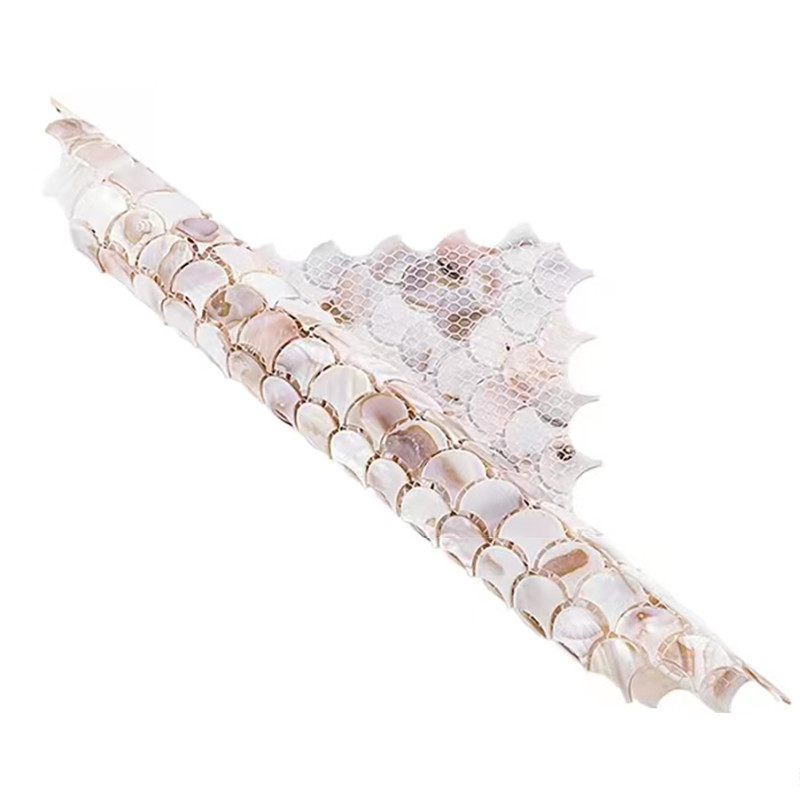 La fan forma la teja nacarada natural de la pared de Shell White Pattern Mosaic Tile Backsplash