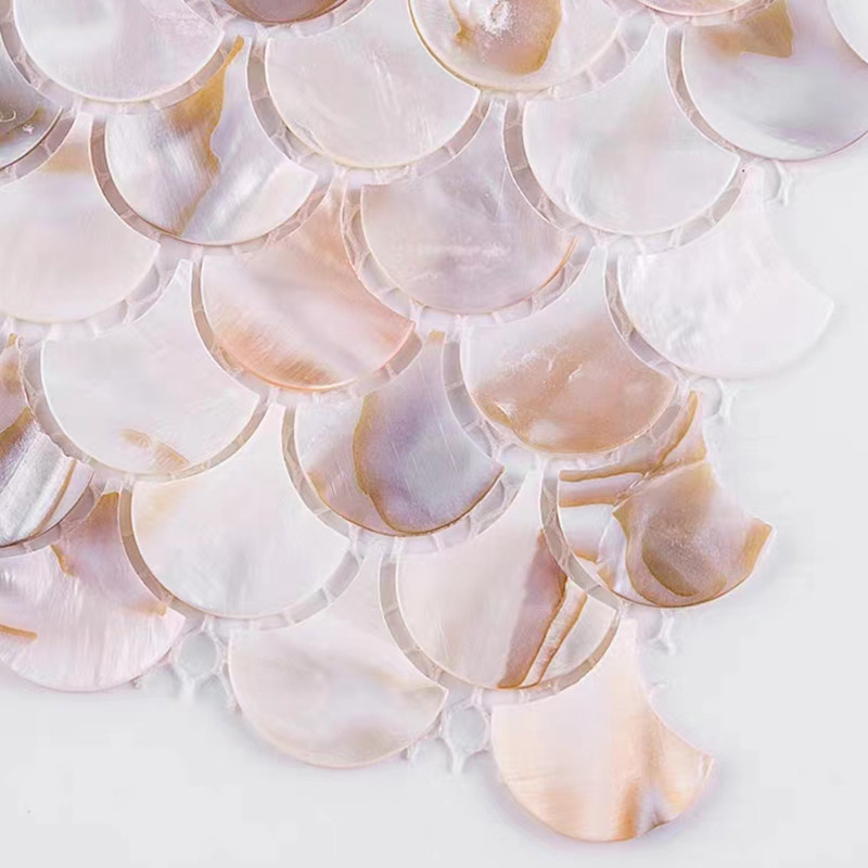 La fan forma la teja nacarada natural de la pared de Shell White Pattern Mosaic Tile Backsplash