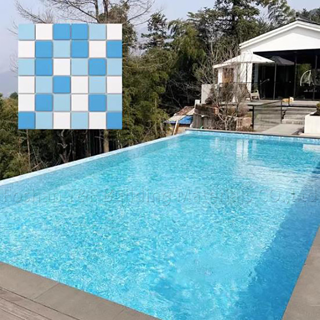 Azul al aire libre de cerámica de la tierra de la pared del paisaje de la piscina interior de los pescados de la teja de mosaico de la piscina del cuadrado