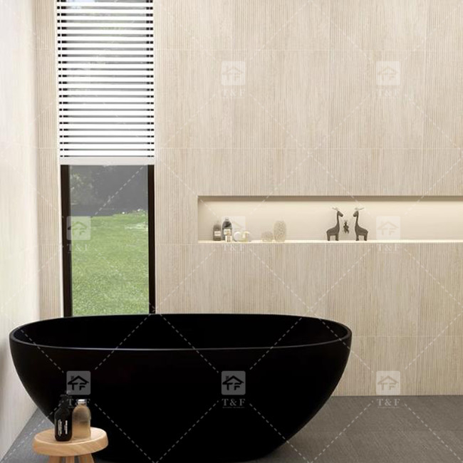 Grill Pull Trough Imitación Madera Grano azulejos cerámicos Balcón suelo textura de lujo Pared de fondo