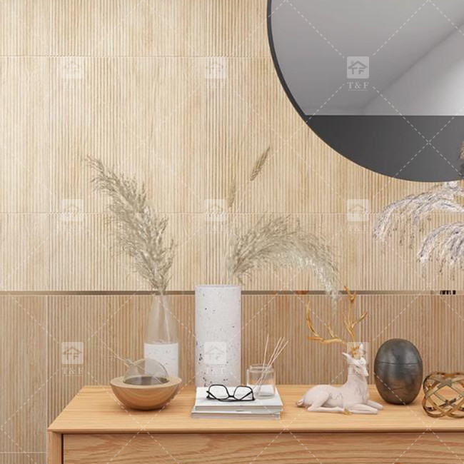 Grill Pull Trough Imitación Madera Grano azulejos cerámicos Balcón suelo textura de lujo Pared de fondo