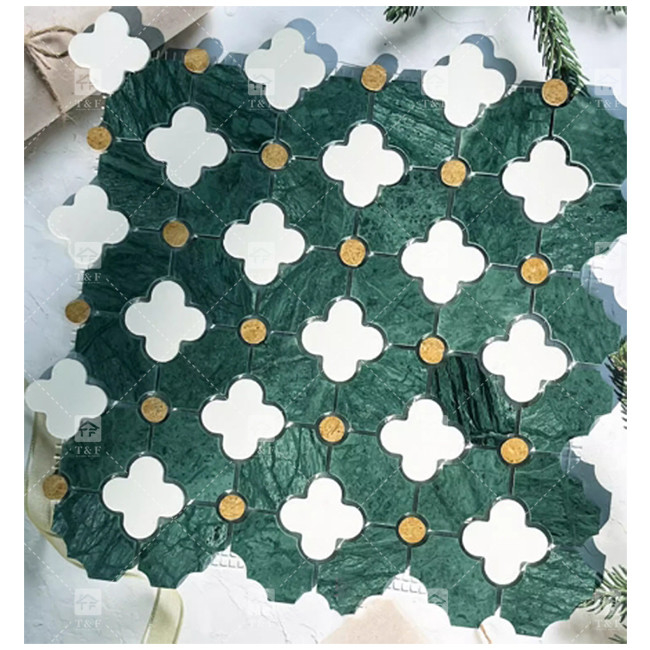 Patrón de flores de chorro de agua mosaico de piedra de mármol azulejos de baño para la decoración del hogar