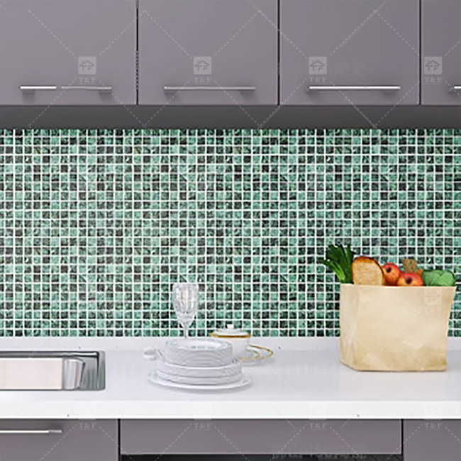 azulejos de mosaico de piedra de mármol de color verde para el suelo y la pared del baño