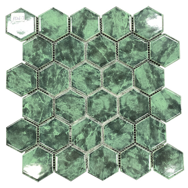 azulejos de mosaico de piedra de mármol de color verde para el suelo y la pared del baño