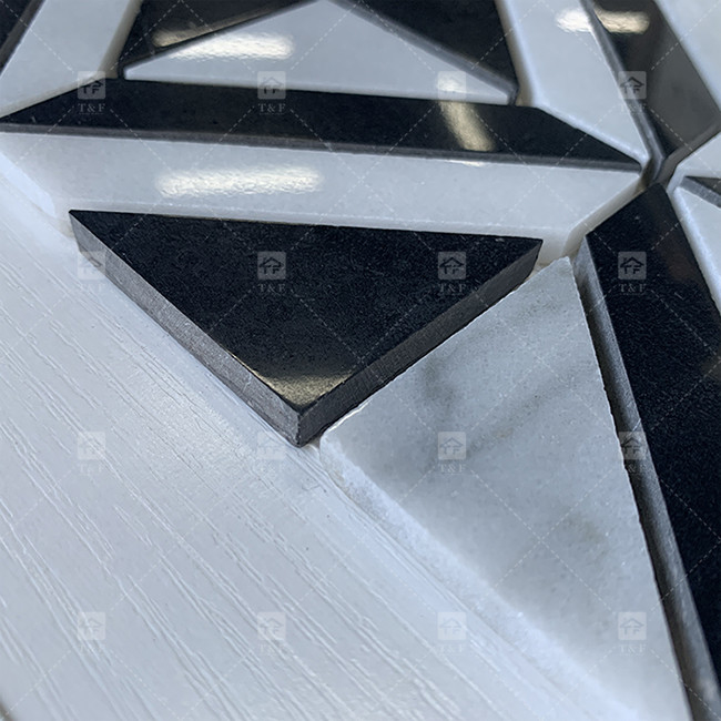 Tejas de mosaico de piedra de mármol blanco y negro para cocina de pared resistentes al desgaste
