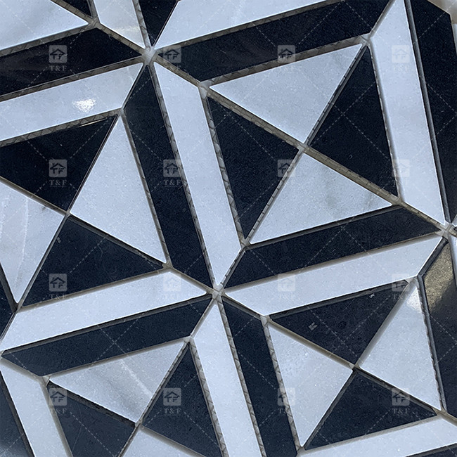 Tejas de mosaico de piedra de mármol blanco y negro para cocina de pared resistentes al desgaste