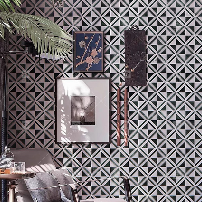 Tejas de mosaico de piedra de mármol blanco y negro para cocina de pared resistentes al desgaste