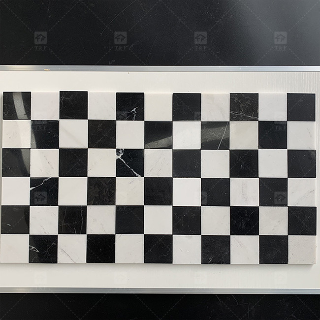 Cuadrado Negro y blanco de mármol de piedra mosaico 8mm Decoración de pared