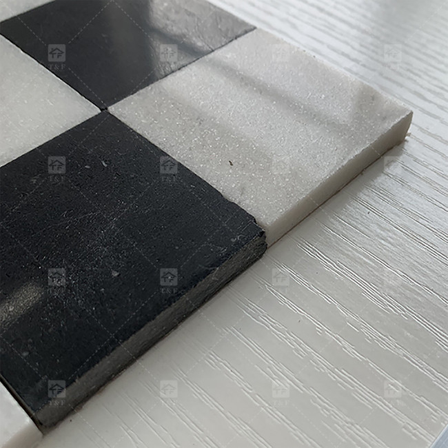 Cuadrado Negro y blanco de mármol de piedra mosaico 8mm Decoración de pared