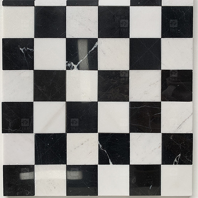 Cuadrado Negro y blanco de mármol de piedra mosaico 8mm Decoración de pared
