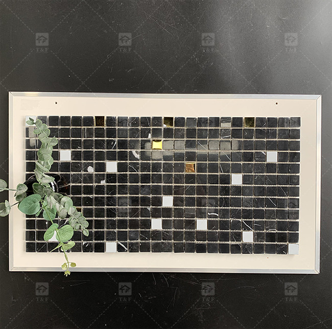 Cuadrado Negro y blanco de mármol de piedra mosaico 8mm Decoración de pared