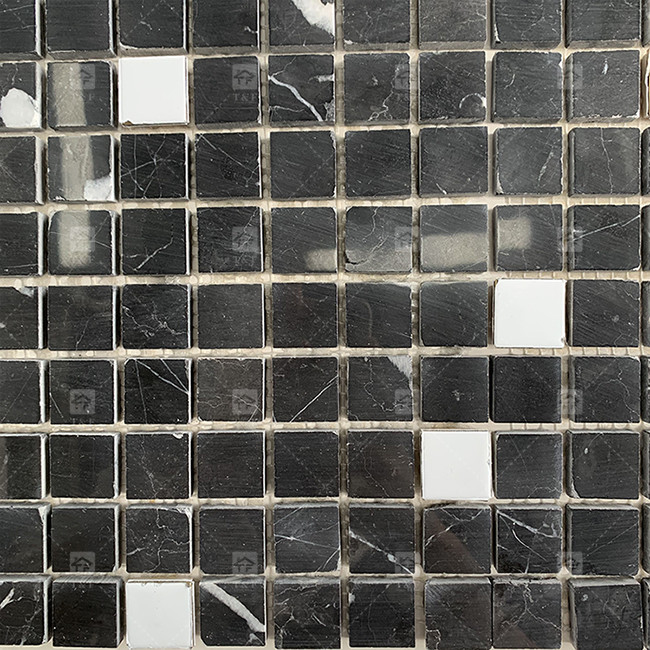 Cuadrado Negro y blanco de mármol de piedra mosaico 8mm Decoración de pared