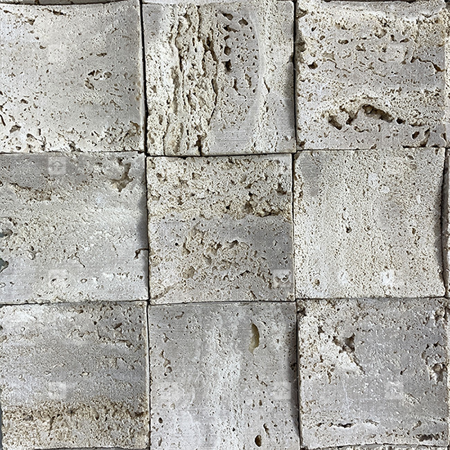 Marmol natural Beige Travertino mosaico suelo de pared de azulejos de fondo cóncavo de la cultura de la pared de azulejos