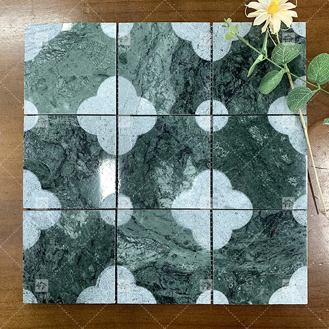 Mosaico de mármol natural Piscinas pulidas azulejos de forma cuadrada verde Decoración del hogar