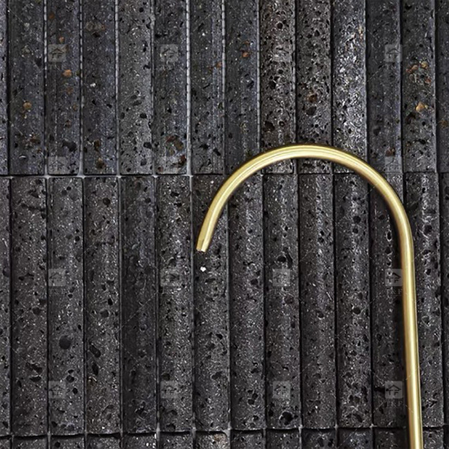 Color negro Curva de piedra caliza de mosaico de mosaico de decoración de azulejos de baño
