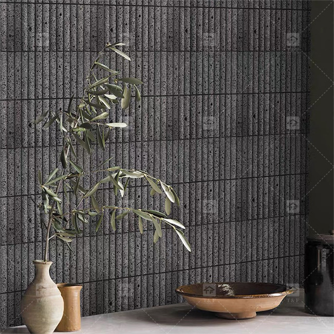 Color negro Curva de piedra caliza de mosaico de mosaico de decoración de azulejos de baño