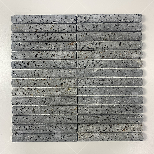 Color negro Curva de piedra caliza de mosaico de mosaico de decoración de azulejos de baño