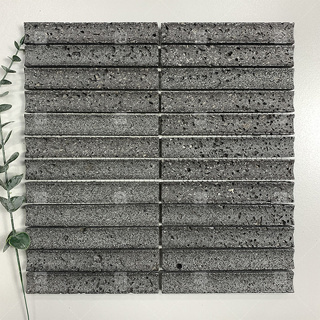 Color negro Curva de piedra caliza de mosaico de mosaico de decoración de azulejos de baño