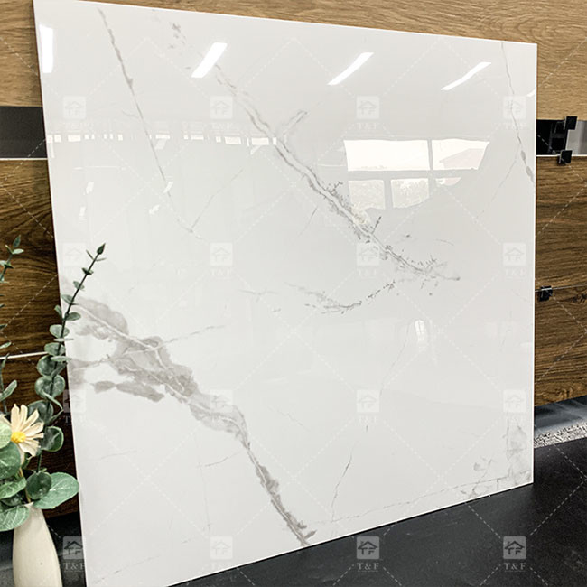 600x600mm de alto brillo pulido azulejos de vidrio para el suelo estándar azulejos de porcelana de mármol blanco