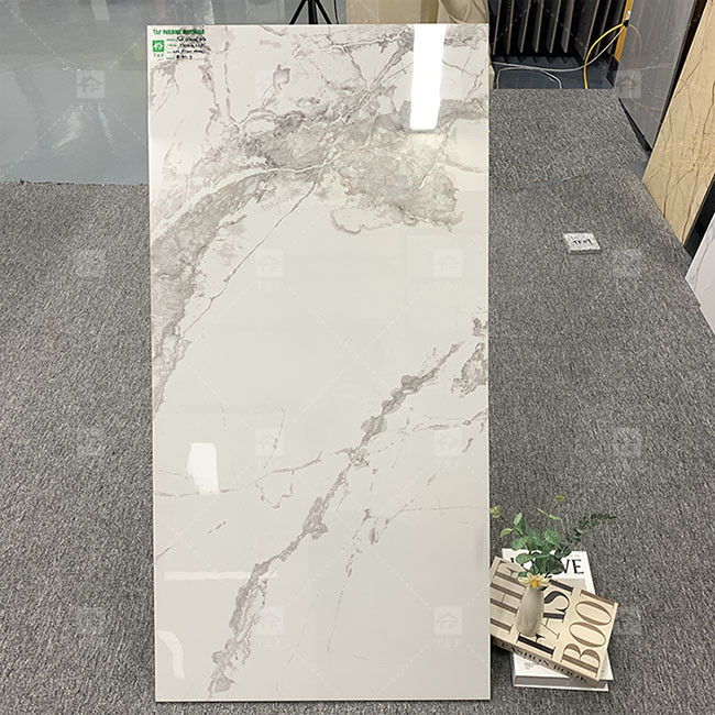 600x1200mm Carrara Blanco Brillante y Polido azulejos de vidrio para el suelo azulejos de porcelana de mármol