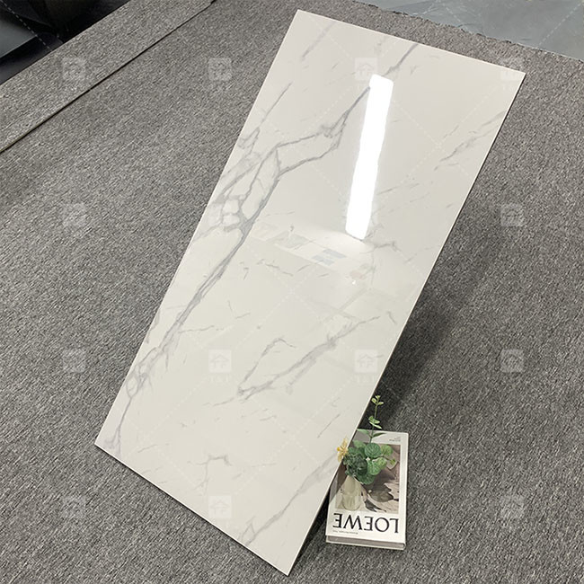 600x1200mm Carrara Blanco Brillante y Polido azulejos de vidrio para el suelo azulejos de porcelana de mármol