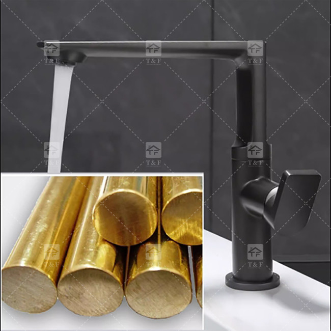 Garrafa de la cuenca de oro cepillado cobre caliente y frío lavarse las manos y la cara champú negro cuenca de la mesa grifo giratorio