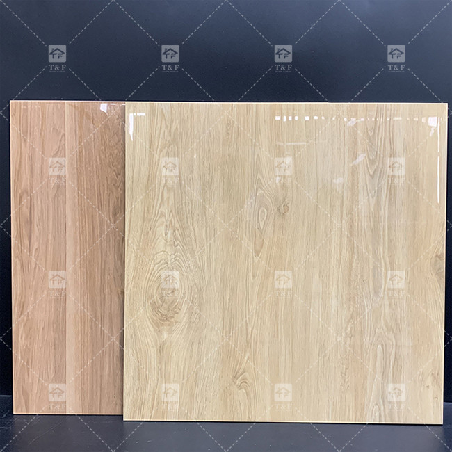 Interior de madera de aspecto alto brillante azulejos de suelo de porcelana antideslizante de porcelana glaseada pulida azulejos de sala de estar para pisos