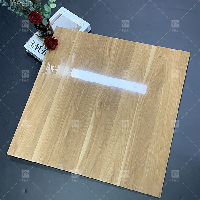 Interior de madera de aspecto alto brillante azulejos de suelo de porcelana antideslizante de porcelana glaseada pulida azulejos de sala de estar para pisos